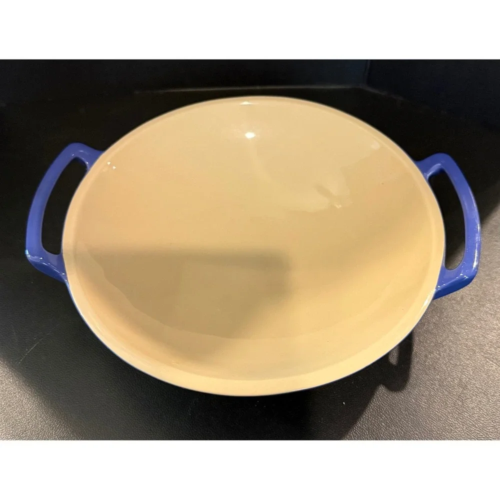 Le Creuset‎ Cobalt Blue Stoneware Mini Wok Dish Handles 07 49